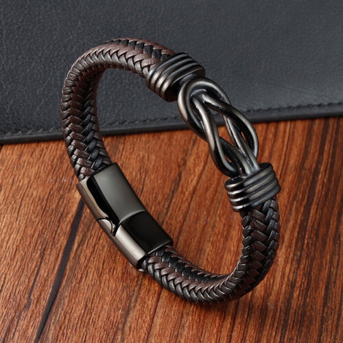 Pulseira de couro com nó infinito para homens, 19 cm (7,5 polegadas). 2