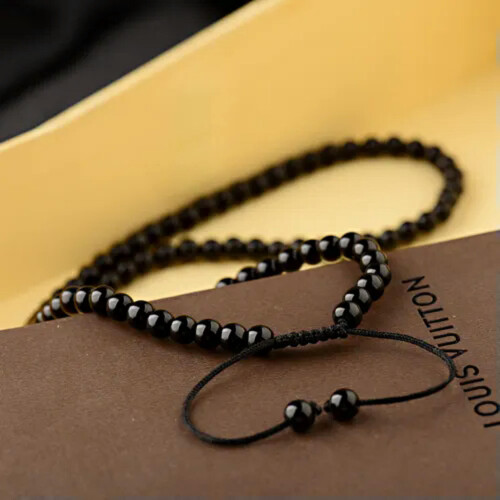 Conjunto de colar e pulseira masculino com contas de lava e olho de tigre - 2