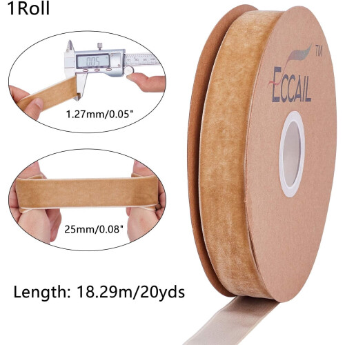 Χριστουγεννιάτικη βελούδινη κορδέλα 20Yards1Inch από σατέν ρολό για περιτύλιγμα 1