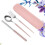 Campingbesteck-Set aus Edelstahl, rosa, 3-teilig 3
