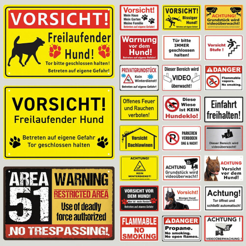 Vorsicht Blechschild, deutsche Sprache, Vintage-Metallplakette 1
