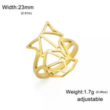 Bague RSAMD Renard Géométrique en Acier Inoxydable Bijou Cadeau Ajustable - Or