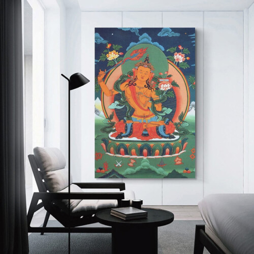 Εκτύπωση τοίχου Manjusri Bodhisattva Θιβετιανή Thangka 24x36 2
