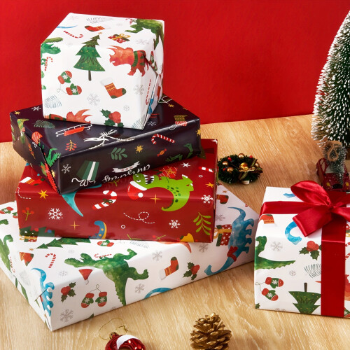 Christmas dinosaur wrapping paper cartoon pattern 10 sheets 1