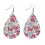 Turtle Teardrop Leather Earrings Coral E6934 1