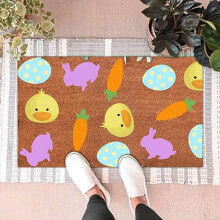 Tapis de porte de Pâques motif lapins et œufs 18 x 30 pouces
