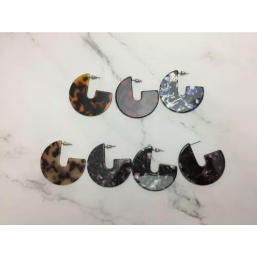 Tortoise Shell Hoop Earrings for Women Large Circle 2