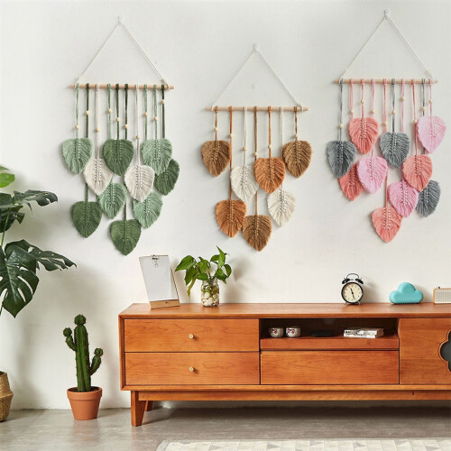 Macramé wanddecoratie, boho-stijl, groen 1