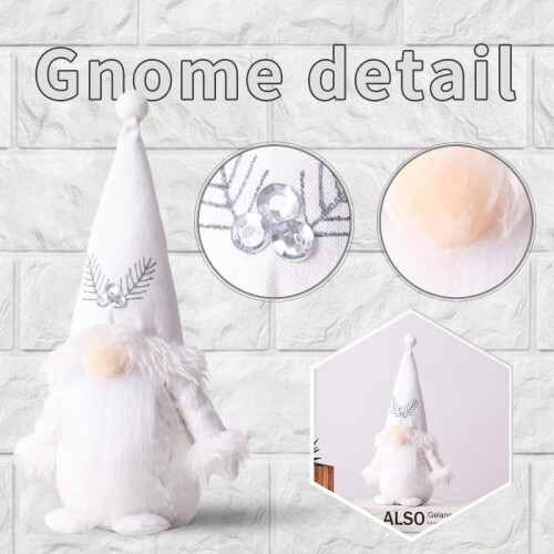 Handmade Christmas Gnome Plush Ornament White 1pc 2