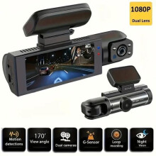 Auto-Dashcam mit 1440P+1080P-Videoaufzeichnung, 150-Weitwinkel-Doppelkamera, 3,16"-IPS-LCD-Bildschirm, 24-Stunden-Parkmodus