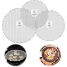 Conjunto de 3 Tampas Antirrespingos de 34cm, Tampa Antirrespingos, Grelha Antirrespingos, Panela de Aço Inoxidável com Alça
