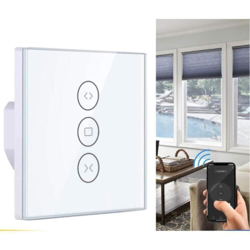 WiFi Smart Roller Shutter Switch, Intelligent Wall-Mounted Curtain Switch Compatible with Alexa, Smart Life, Google