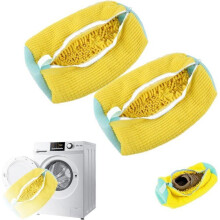 2PCS,Sacs à Linge pour Chaussures,Sac Lavage Chaussures Machine à Laver Réutilisables,Shoe Cleaning Bag pour Types Chaussures,jaun