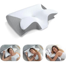 Oreiller cervical en mousse à mémoire de forme - Support cervical ergonomique à contour, orthopédique 2 en 1