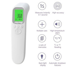 SEIGNEER voorhoofdthermometer, voorhoofdmeting, kleurcodering, LCD-scherm, koortsalarmering, geheugenfunctie