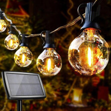 Solarbetriebene Lichterkette für den Außenbereich, 10+1 G40-LED-Lampen, IP44 wasserdicht, mit 4 Modi