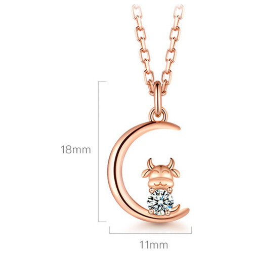 Colar feminino com pingente de cristal em anel duplo (1 peça) 2