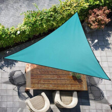 Schaduwdoek, driehoekig 3x3x3 m, waterdicht, UV-werend, blauw