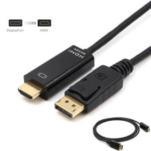 DisplayPort-auf-HDMI-Kabel – Zamus – 4K 30 Hz – 1,8 m – Schwarz – Stecker