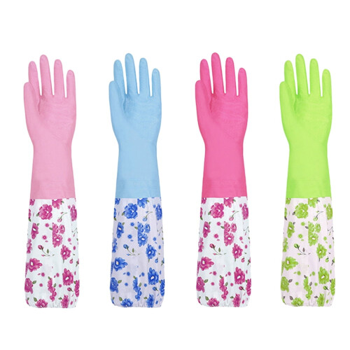 Waterproof Kitchen Gloves Rubber Dishwashing 2 Pcs 1