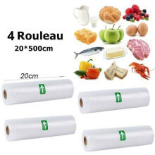 Pacote com 4 rolos de sacos para seladora a vácuo YYV, padrão waffle, 20x500cm, para máquinas de selagem a vácuo para armazenament