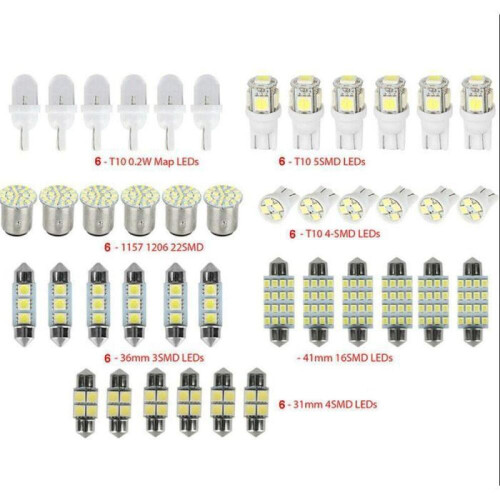 42 τεμάχια λάμπες αυτοκινήτου LED T10, λευκές, καθολικές λάμπες αυτοκινήτου LED