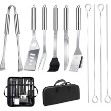 11-delige professionele barbecueset van roestvrij staal - Praktische barbecueaccessoirekit met draagtas