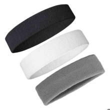 Set mit 3 Antitranspirant-Stirnbändern für Damen und Herren, Sportstirnband aus Frottee-Baumwolle für Fitnessstudio, Tennis, Laufe