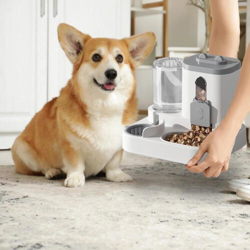 Automatisk kattefoderdispenser, vand- og foderautomat til katte og hunde, foderautomater og vandautomater, 1 l og 300 ml 2