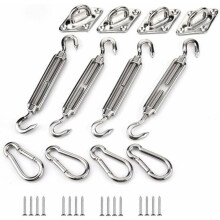 Kit de Fixation - YYV - Acier Inoxydable - Pour Voile d'Ombre - Couleurs Multiples - 4 Supports Inclus