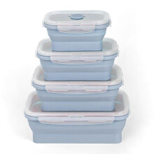 Set de 4 boîtes de conservation alimentaires pliables, boîtes en silicone avec couvercles, adaptées micro-ondes et YYV
