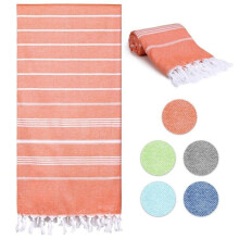 Serviette de plage, serviette anti-sable à séchage rapide, grande serviette de transpiration en coton,180 x 90 cm, orange