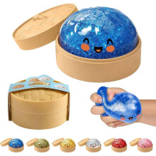 Slow Rising Squishy Dumpling Stress Relief Toy 9 cm Steamer Design Light Blue Kids Adults Anti-Stress Toy
