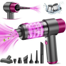 4-en-1 Aspirateur Voiture Puissant sans Fil, 15KPA Mini Aspirateur a Main sans Fil, Double Système de Filtration, Lumière LED
