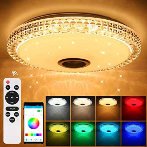 72W LED Crystal Ceiling Light with Bluetooth Speaker, Remote Control, APP Control, Color Changing, 40cm YYV