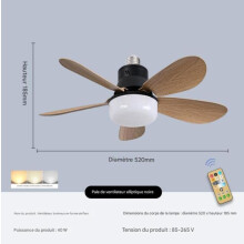 Ventilateur de plafond - NOBRAND - Fleur - 40 W - Silencieux - Télécommandé - Bois Noir