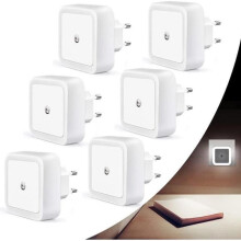 Luce notturna a LED automatica per bambini, set da 6 - Luce notturna a spina - Bianca - Bambino