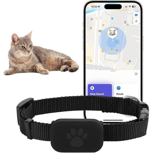 Κολάρο εντοπισμού GPS για γάτες, συμβατό με iOS/Android – Μαύρο, δεν απαιτείται