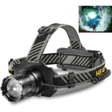 Lampe frontale - 100000 Lumens - Zoom variable 6 modes - IPX7 étanche - Batterie 5600mAh