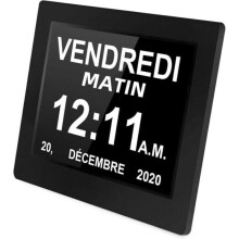 Horloge numérique - 8 Pouces - Grand écran - Résolution 1024x600 - Idéale pour seniors