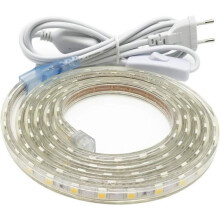 m LED-Streifen, sehr heller 220-V-LED-Streifen mit Schalter, 5050, IP65 wasserdicht, warmweiß