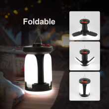 Oplaadbare campinglamp op zonne-energie, 1000 lumen, 4500 mAh powerbank, 6 standen, opvouwbaar