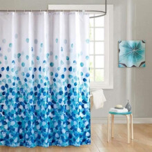 Rideau de Douche en Tissu Anti-moisissure Imperméable avec des Crochets, Antibactérien, Lavable en Machine Bleu 180 x180cm