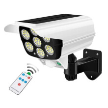 Solar-Außenleuchte mit Bewegungsmelder, 77 LEDs, 2000 Lumen, Fernbedienung, wasserdicht (IP66), Kamera-Design