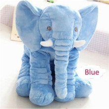Pluche olifant met lange neus, zachte pop, lendensteunkussen, schattig olifantenkussen voor baby's en kinderen, blauw, 60 cm