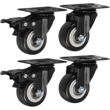 4 zwenkwielen van 50 mm, 280 kg, met rem, zware meubelwielen voor transporttrolleys.