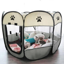 Tragbares, faltbares, achteckiges Zelt – Grau – 74 x 74 x 43 cm – Für Hunde und Katzen – Robust und einfach zu handhaben