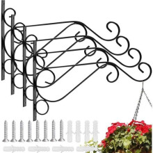 Crochet mural en fer forgé pour plantes, support pour plantes avec vis, crochet suspendu pour plantes, paquet de 4