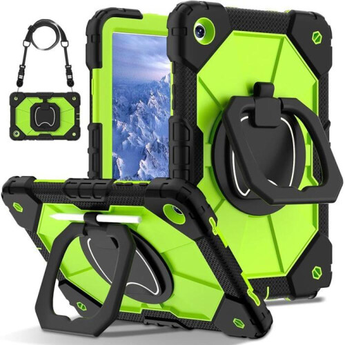 Capa para tablet Samsung Galaxy Tab A9 Plus de 11 polegadas (2023) (SM-X216B) - Resistente a impactos com alça de ombro (Preto/Ver