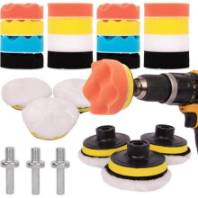 Kit Polissage Voiture 25PCS - Pad Polissage pour Perceuse M10/M14, Tournevis Sans Fil et Machines à Polir - Différents Niveaux d